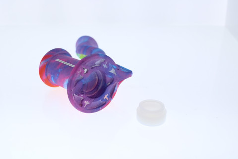 Silicone Dab Rig Waterpipe Kit with Quartz Nail - Blue & Orange