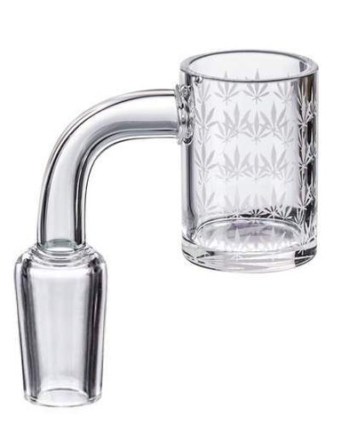 18mm 90 Degree Male Bucket Banger with Leaf Etching