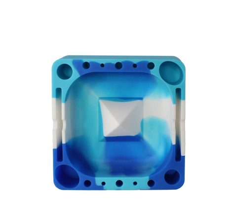 Square Silicone Dab Station - Blue, Teal, Grey, and White