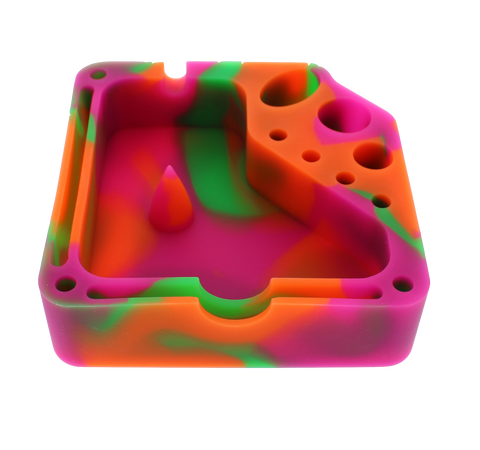 Square Silicone Dab Station - Orange, Pink, and Green