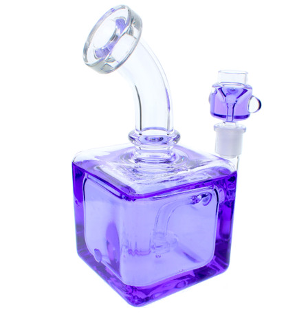 Frozen Bong - 8" Freezable Glycerin Bong Cube Purple