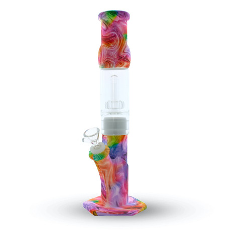13" Tie Dye Swirl Detachable Silicone Bong with Showerhead Perc