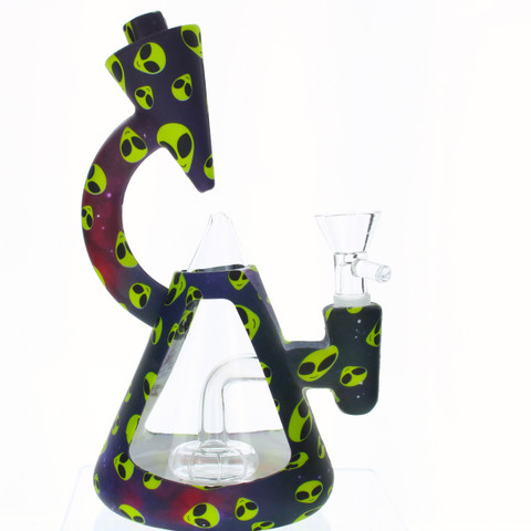 7" Bounce Microscope Glass Silicone Hybrid Bong Dab Rig - Alien