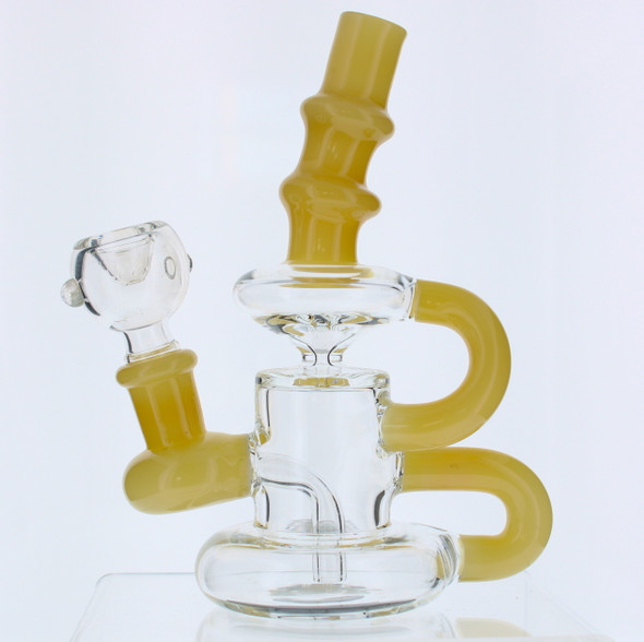 6" Mini Klein Recycler Dab Rig with 14mm Male 90 Degree Banger 25mm Dia - Yellow