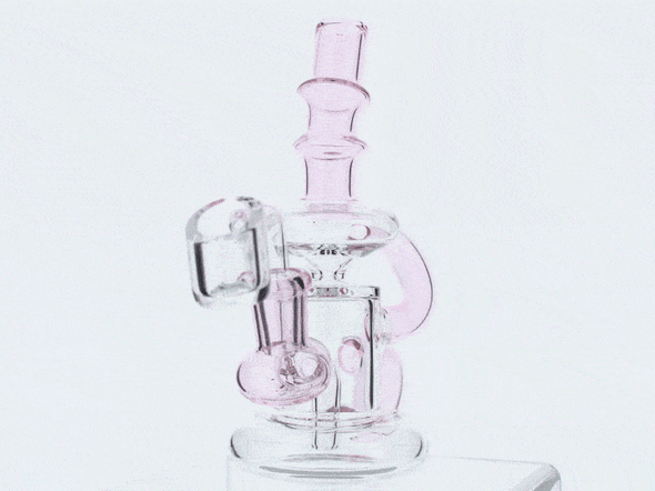 6" Mini Klein Recycler Dab Rig with 14mm Male 90 Degree Banger 25mm Dia - Pink
