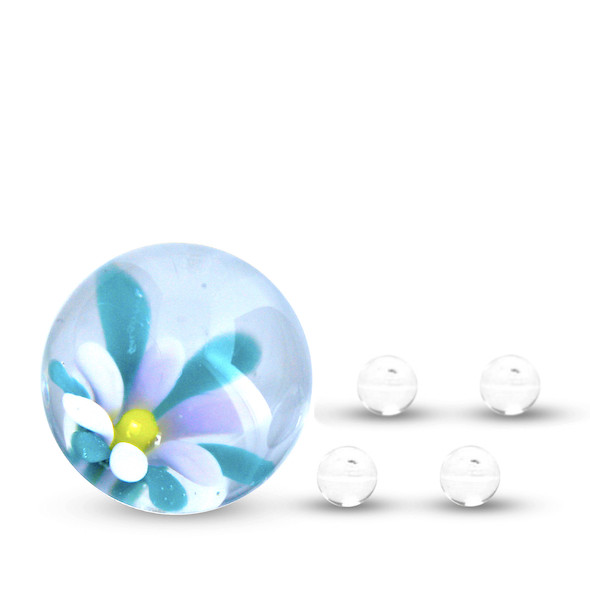 Slurper Marble with Four Terp Pearls: White Daisy