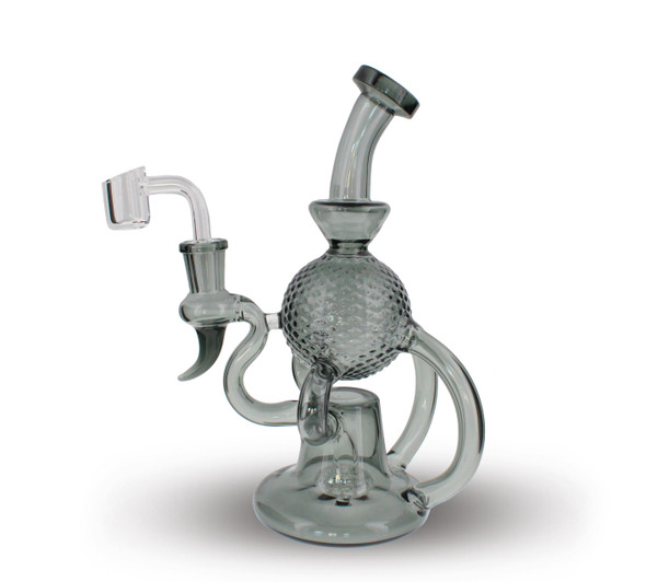 8" Dual Uptake Recycler Dab Rig with Orbital Flow: Black