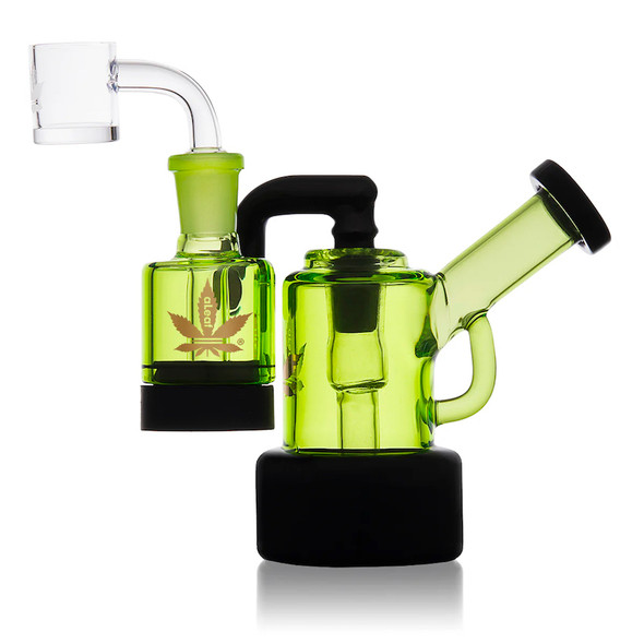 aLeaf The Reclaimer Bubbler Dab Rig Kit: Black and Green Rig, Reclaim Catcher and Banger