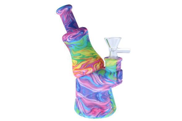 7" Tie Dye Swirl Pattern Peak Design Silicone Bong