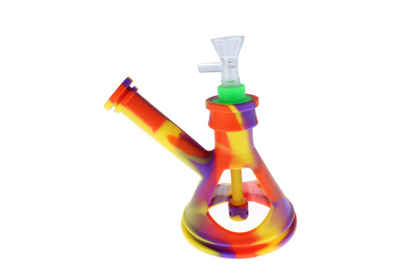 6" Silicone Glass Hybrid Beaker Bottom Water Pipe Purple Rainbow