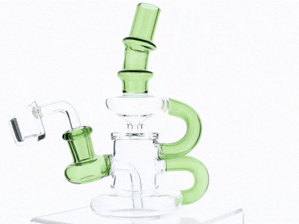 6" Mini Klein Recycler Dab Rig with 14mm Male 90 Degree Banger 25mm Dia - Green