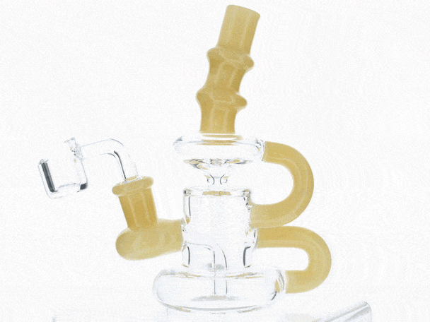 6" Mini Klein Recycler Dab Rig with 14mm Male 90 Degree Banger 25mm Dia - Yellow