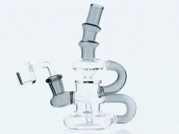 6" Mini Klein Recycler Dab Rig with 14mm Male 90 Degree Banger 25mm Dia - Gray