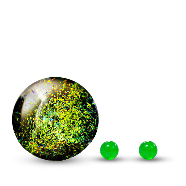 Slurper Marble with Two Terp Pearls: Emerald Stardust Dichro