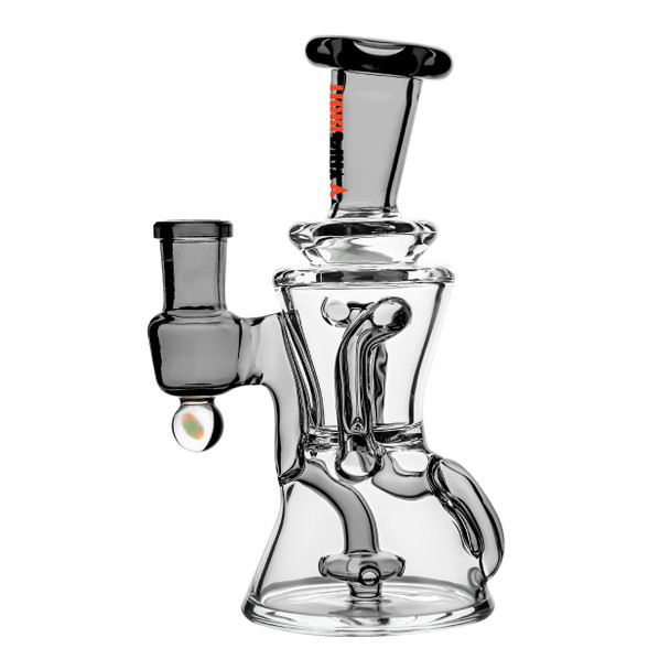 6" Mini Recycler Dab Rig w/ Opal: Hourglass Recycler Black