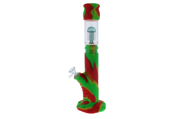 15" Indestructible Silicone Glass Hybrid Bong with Glass Tree Percolator Rasta