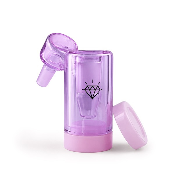 Purple Reclaim Catcher: Preppy La Peui - 10mm Male 45 Degree Pipe Joint to 10mm Female Banger Joint