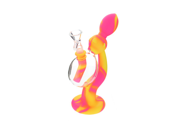 8" Silicone Queen Water Pipe - Pink Yellow