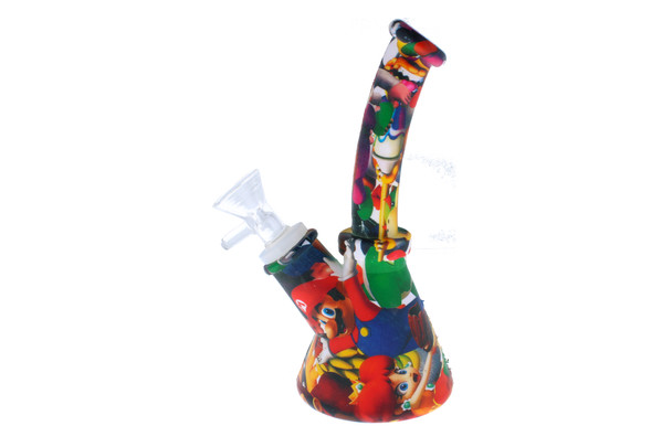 7" Silicone Mario Kong Pattern Beaker Bottom Bong