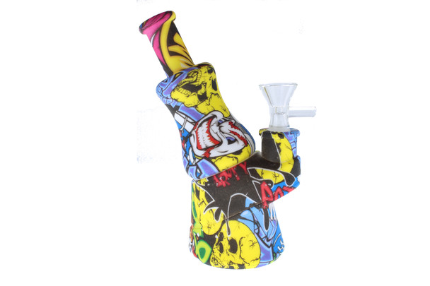 7" Yellow Drips Pattern Peak Design Silicone Bong