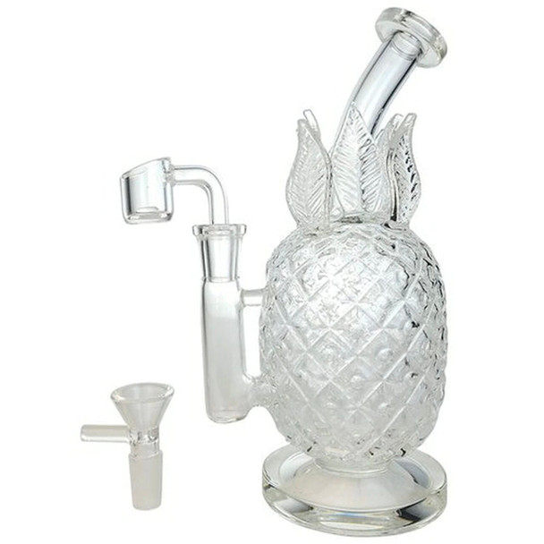 8.5" Bent Neck Clear Pineapple Water Pipe with 14M Bowl and Banger