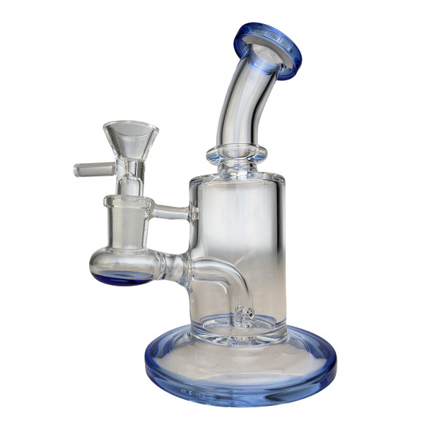 6" Glass Water Pipe Straight Base Dab Rig / Bong - Blue