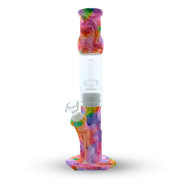 13" Tie Dye Swirl Detachable Silicone Bong with Showerhead Perc