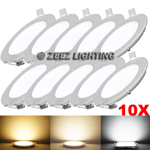 ZEEZ Lighting - 15W 7" (OD 7.45" / ID 6.60") Round Natural White Non-Dimmable LED Recessed Ceiling Panel Down Light Bulb Slim Lamp Fixture - 10 Packs