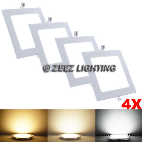 ZEEZ Lighting - 12W 6" (OD 6.65" / ID 5.85") Square Cool White Non-Dimmable LED Recessed Ceiling Panel Down Light Bulb Slim Lamp Fixture - 4 Packs