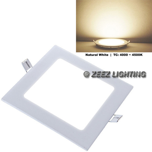 ZEEZ Lighting - 9W 5" (OD 5.75" / ID 4.95") Square Natural White Dimmable LED Recessed Ceiling Panel Down Light Bulb Slim Lamp Fixture - 1 Pack