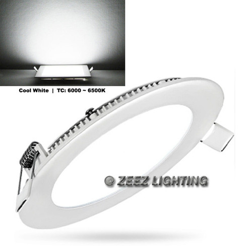 ZEEZ Lighting - 15W 7" (OD 7.45" / ID 6.60") Round Cool White Non-Dimmable LED Recessed Ceiling Panel Down Light Bulb Slim Lamp Fixture - 1 Pack