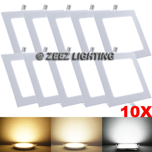 ZEEZ Lighting - 12W 6" (OD 6.65" / ID 5.85") Square Natural White Dimmable LED Recessed Ceiling Panel Down Light Bulb Slim Lamp Fixture - 10 Packs