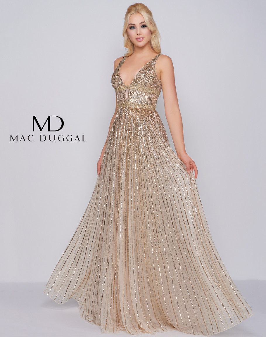 mac duggal ombre fringe gown