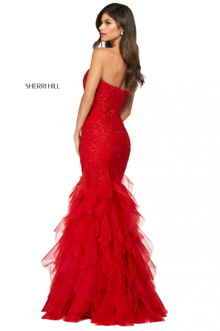 sherri hill red strapless