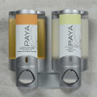 AVIVA II Locking PAYA Shower Dispenser Satin Silver Translucent, 2-Chamber