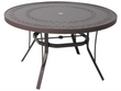 Round 42 Inch Dining Table Aluminum Slat Design with Umbrella Hole