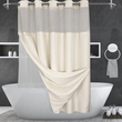 Oxford Shower Curtain Hookless 71x74 with Window, 100% Polyester, Beige, Case of 12