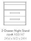 Abbot 2 Drawer Nightstand 24"W x 16"D x 24"H