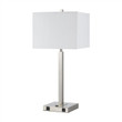 Rectangular Hotel Table Lamp 28 Inch, Brushed Steel