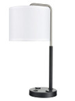 Valeria Twin Hotel Table Lamp with 2 Outlets & USB-A Charging – Black & Brushed Nickel, 23" H