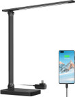 Lepro LED Desk Lamp with USB Charging Port Dimmable Black