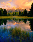 Wyoming Tetons Schwabachers Sunrise Hotel Wall Art