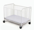 StowAway™ Compact Steel Folding Crib with 4" Casters and 2" Foam Mattress, White