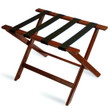 Deluxe Series Wood Luggage Rack, Cherry Mahogany, Black Straps, Single Pack