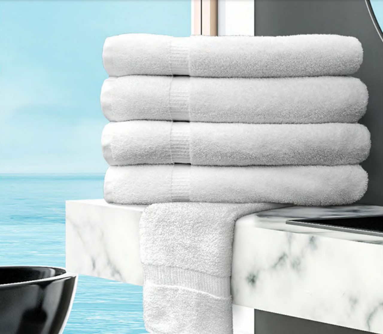 White Classic Luxury Bath Towels - Cotton Hotel spa Towel 27x54 4-Pack  White-Grey