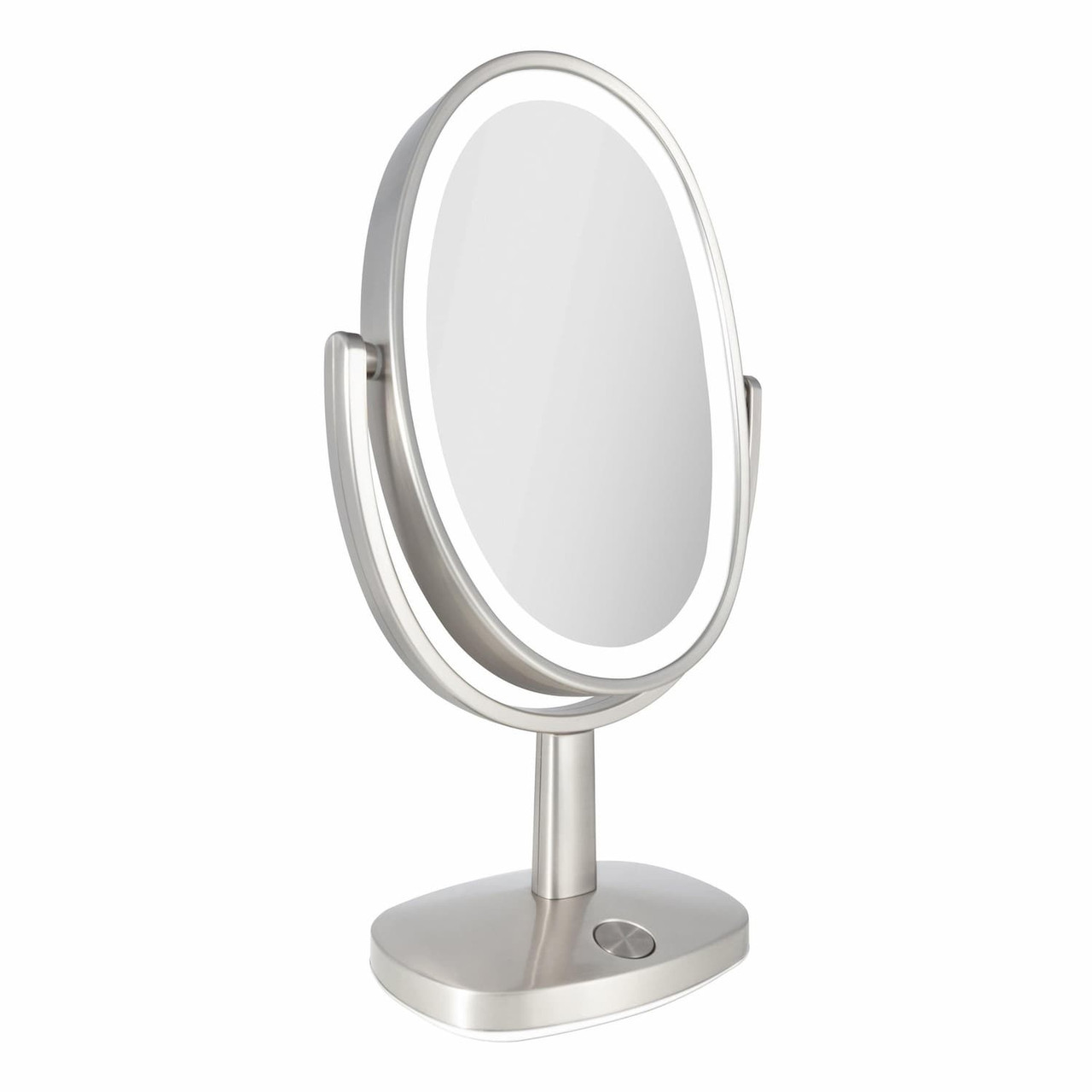 Zadro Newport 10" Oval 5X/1X Ultra Bright Adaptive 3-Color LED Mirror, Satin  Nickel Finish