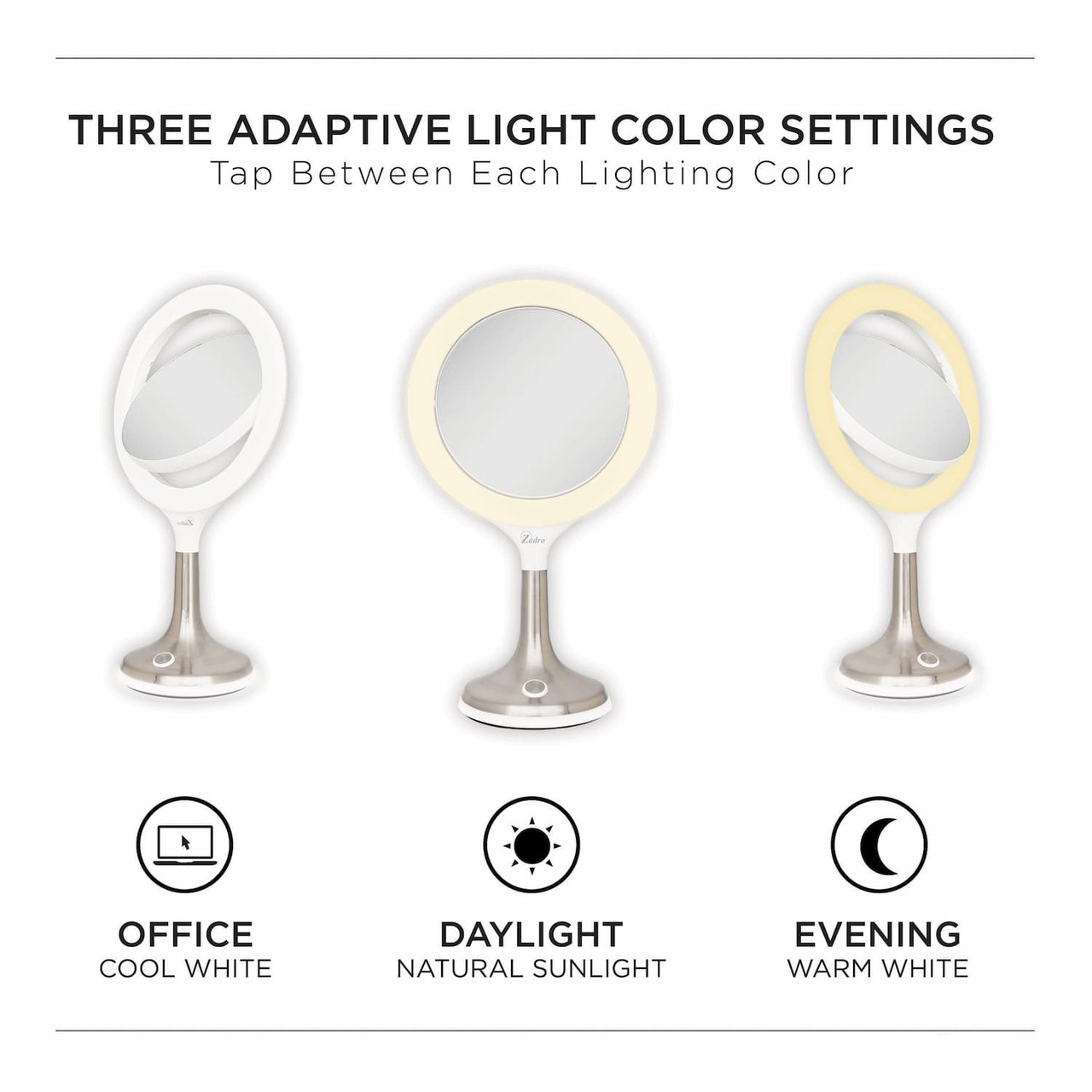 Zadro Solana 9.75" Round Ultra Bright Ring LED Vanity Mirror 8X/1X 