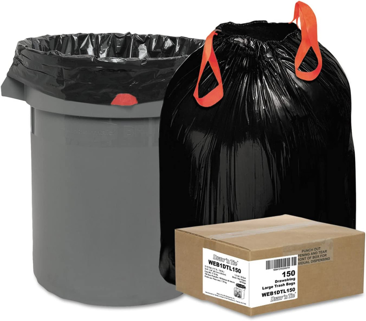 Webster Drawstring 1.2 mil Trash Can Liners 33 Gallons 33 x 38
