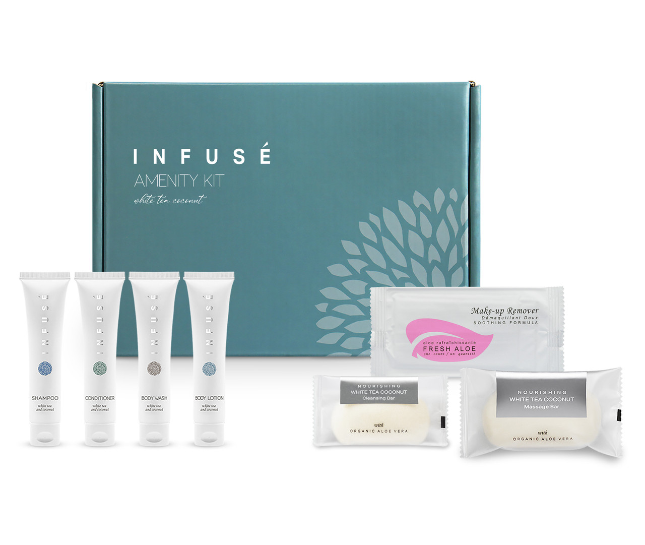 Infuse Amenity Kit White Tea and Coconut Case of 20 | Hotel Supply