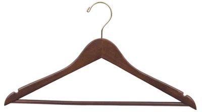 Flat Wood Suit Hanger w/Clips (Walnut/Chrome) main image 1